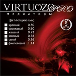 VIRTUOZO 115-114. PRO Набор 5 медиаторов, делрекс, толщина 1.14 мм, цвет фиолетовый, пакет