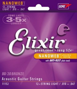 Elixir 11152 Nanoweb 80/20 Bronze Light 12-String 10-47